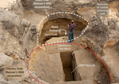 Annotated photo of the Menkaure Valley Temple Dyad Hole