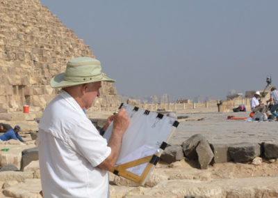 Mark Lehner drawing at the Great Pyramid Temple