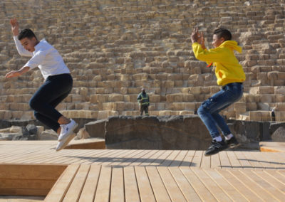 Children dancing on the new Great Pyramid Temple walkway