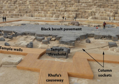An annotated photo of the work at the Great Pyramid Temple