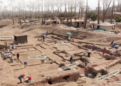 An annotated photo of the excavations in Memphis